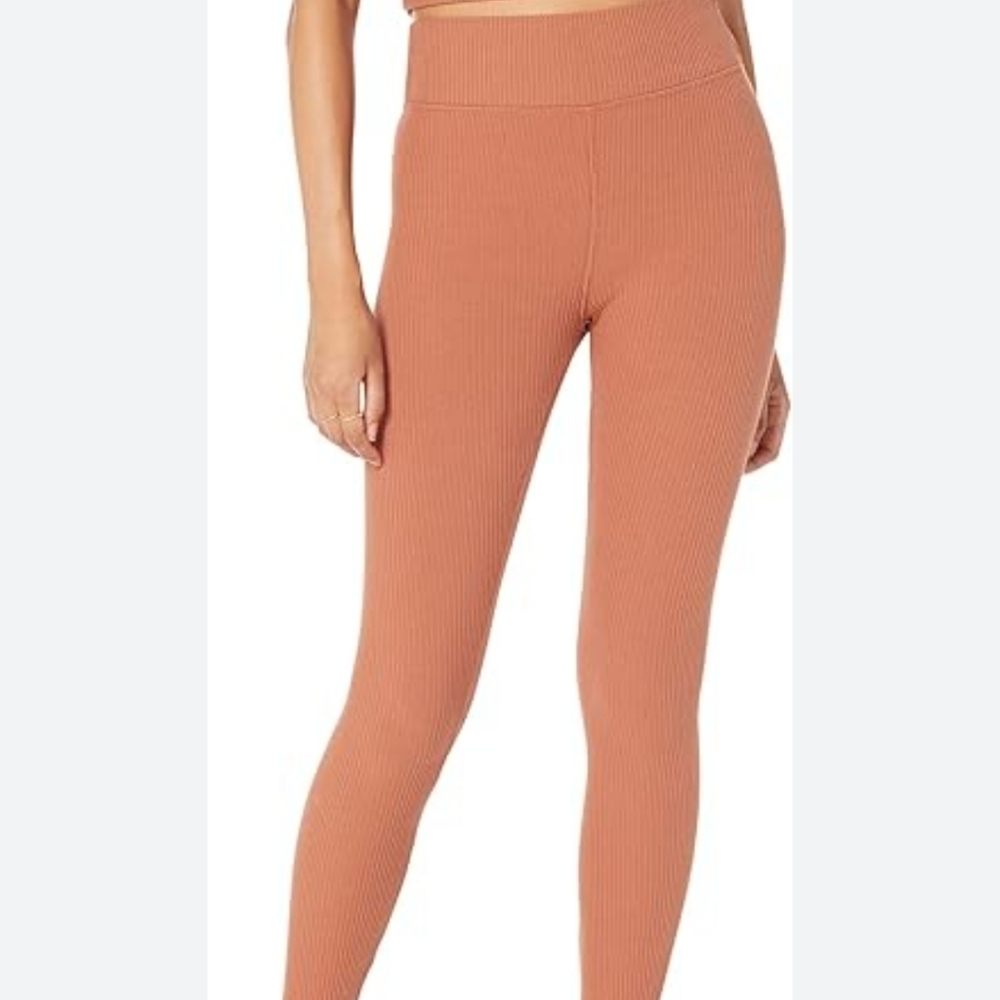 Madewell MWL‎ Sweater Ribbed High-Waist Leggings in Rust